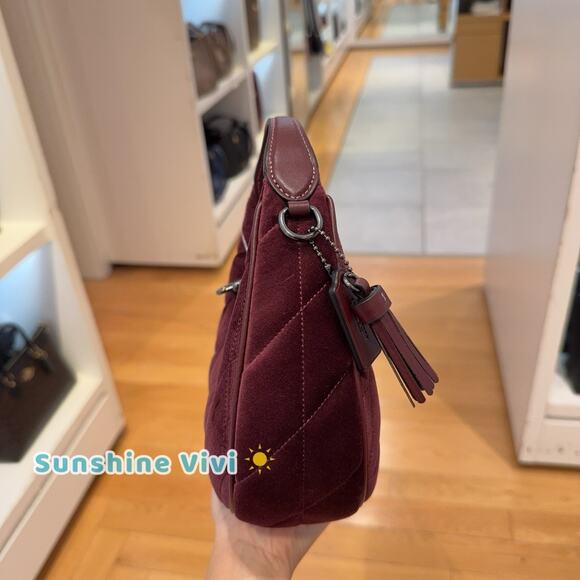 NWT Coach Carmen Mini Crossbody Bag Organic Cotton Quilting CCE61 Burgundy - Picture 2 of 7